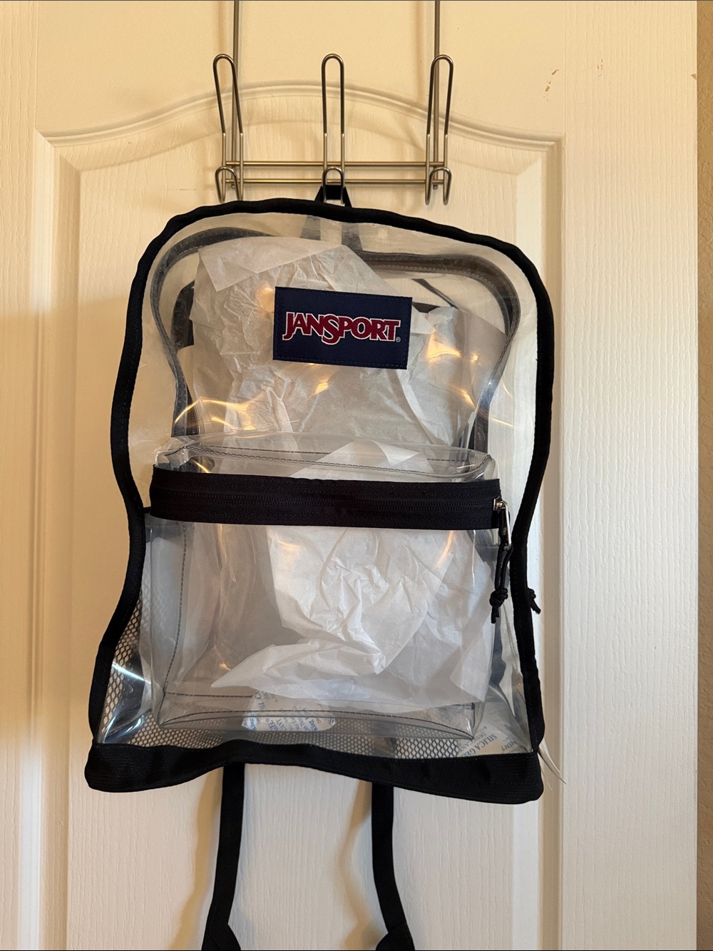 Jansport 17.3” Clear Backpack with Black Trim and Red Logo